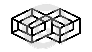 Abstract Impossible Cube Structure Illustration, vector design Generative AI