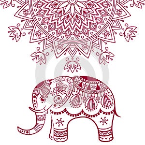 Abstract Indian elephant with mandala