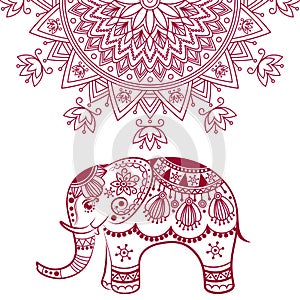 Abstract Indian elephant with mandala photo