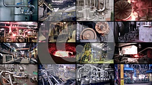 Abstract industrial background multiscreen. Heavy industry factory.