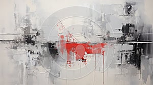 Abstract Industrial Painting With Red, Black, And White
