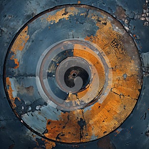 Abstract Industrial Paintings With Circular Abstraction And Realistic Textures