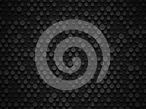 Abstract industrial realistic embossing volume cylinder texture, depressed circles black background, 3d geometric pattern. Round