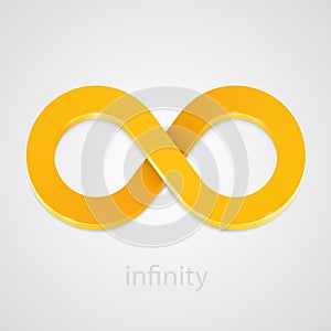 Abstract infinity gold sign. Vector