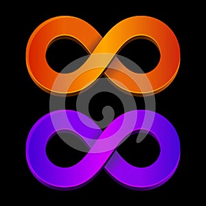 Abstract infinity orange and blue sign