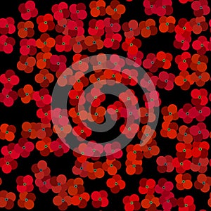 Abstract infinity pattern with stylized red poppy flowers