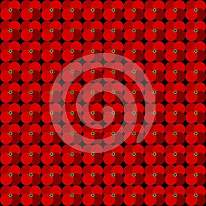 Abstract infinity pattern with stylized red poppy flowers