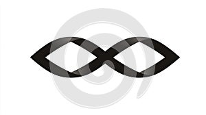 Abstract Infinity Symbol Shape, Endless Loop, Black on White Background, Concept of Eternity