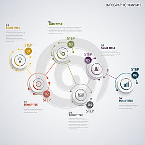 Abstract info graphic with rounded coupled design labels template