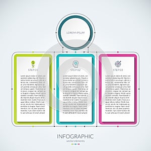 Abstract infographic chart with 3 tabs.