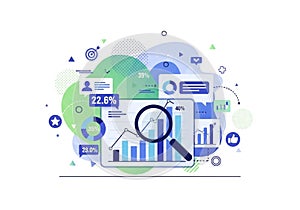 Abstract infographic with data visualization elements in shades of