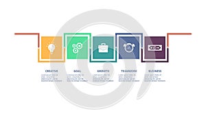 Abstract infographic design template. Vector illustration Abstract diagrams consisting of squares and arrows with 5 steps, options