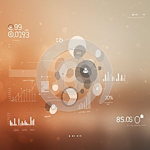 Abstract infographic displaying various data visualizations, including bar graphs, pie