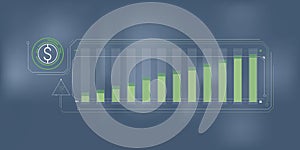 Abstract infographic of dollar exchange rate growth.