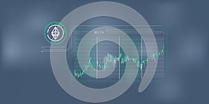 Abstract infographic of rising Ethereum exchange rate.