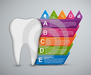 Abstract infographic tooth and colored ribbons.