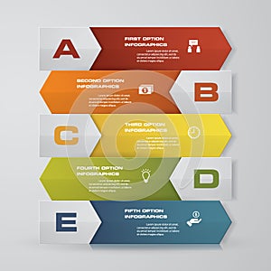 Abstract Infographics arrows banner design elements. 5 step layout template.