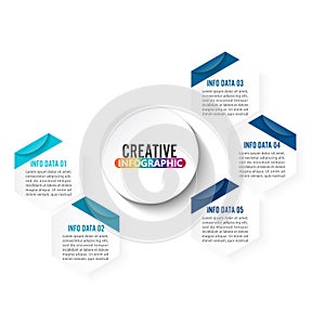 Abstract infographics number 5 options template. Vector illustration. Can be used for workflow layout, diagram, business step