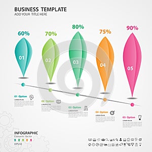 Abstract infographics number options template, chart, diagram, slide, graph vector