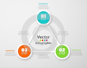 Abstract infographics number options template with colorful circles and 3 steps