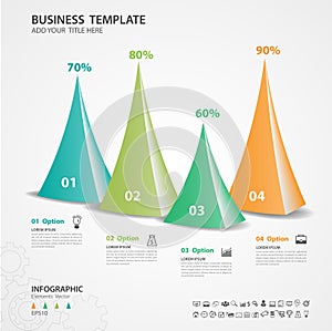 Abstract infographics number options template, Vector illustration, Pyramid triangle 3d icon, presentation, diagram, chart vector