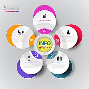 Abstract infographics number template with icon and 5 option.