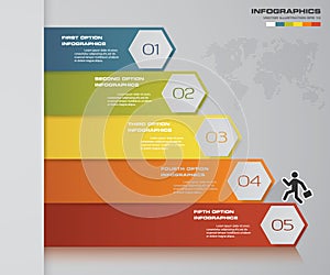 Abstract Infographics 5 steps banner design elements. 5 step layout template.