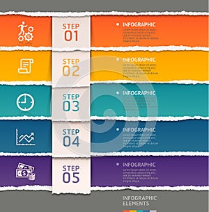 Abstract infographics template torn paper style.