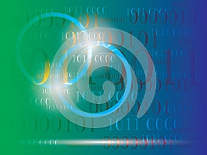 Abstract information background with binary code. Green technology.