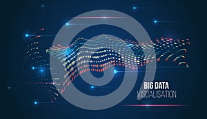Abstract information flow, digital transformation, data analysis, high-tech analytical concept. Modern big data visualization with