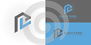 Abstract initial hexagon letter BP or PB logo in blue-black color isolated on multiple background colors photo