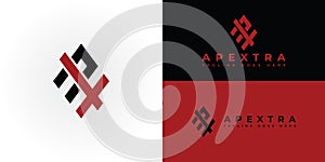 abstract initial letter AX or XA logo in red and black color isolated in multiple backgrounds