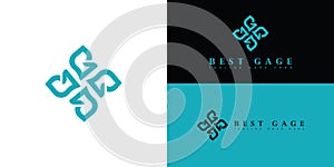 Abstract initial letter BG or GB logo in blue cyan color isolated on multiple background colors
