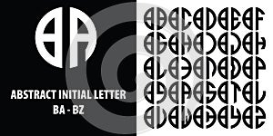 Abstract Initial Letter Combination BA till BZ in isolated circle shape