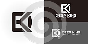 Abstract initial letter DK or KD logo in black color isolated in multiple background colors