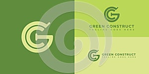 abstract initial letter GC or CG logo in green and yellow color isolated in multiple backgrounds