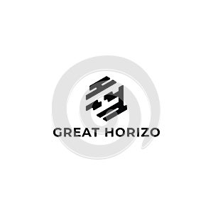 Abstract initial letter GH or HG logo on black color isolated on white background photo