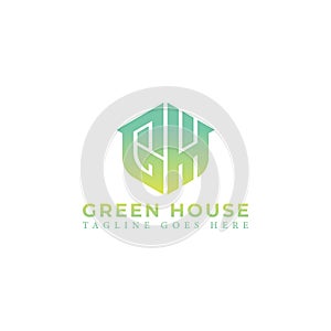 Abstract initial letter GH or HG logo in green color isolated in white background photo