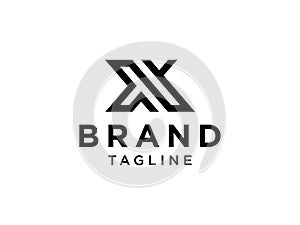 Abstract Initial Letter X Logo. Black Geometric Striped Lines Arrow Infinity Style. Usable for Business and Technology Logos. Flat