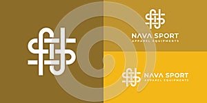 Abstract initial letter NS or SN logo in white color isolated in yellow background photo