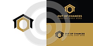 Abstract initial letter OC or CO logo in black and gold color photo