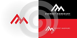 Abstract initial mountain letter EM or ME logo in red color isolated on multiple background colors. photo