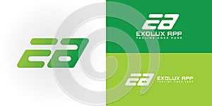 Abstract initial rounded letter EA or AE logo in green color isolated on multiple background colors. photo