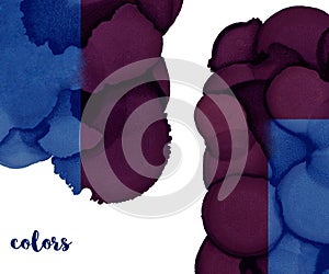 Abstract ink backgroud in dark blue and purple colors