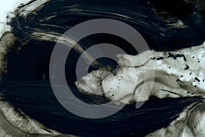 Abstract ink background. Marble style. Black paint stroke texture on white paper. Wallpaper for web and game design