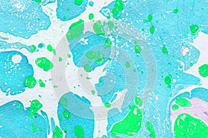 Abstract ink background.Winter blue and green marble ink paper textures on white watercolor background.Wallpaper for web and game