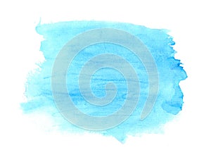Abstract texture brush ink background blue aquarel watercolor splash hand paint on white background