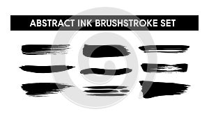 Abstract ink brushstroke set black ink design elements vector illustration