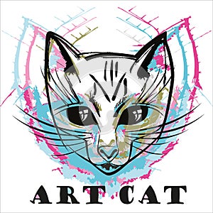 Abstract ink cat portrait