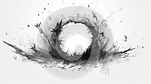 Abstract Ink Drawing Of A Black Hole: Mysterious Nature In Supernatural Realism